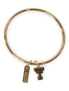 Emerson Double Charm Gold Bangle – Front view