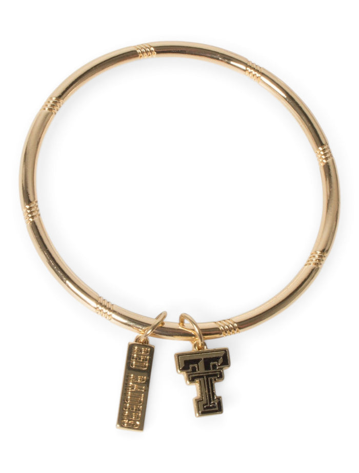 Emerson Double Charm Gold Bangle – Front view