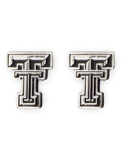 Emerson Double T Silver Stud Earrings – Front view