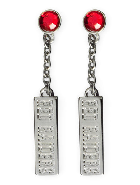 Emerson Red Raiders Silver Drop Earrings – Front view