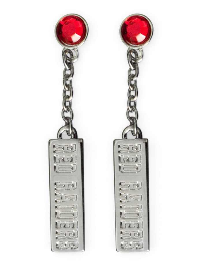 Emerson Red Raiders Silver Drop Earrings – Front view