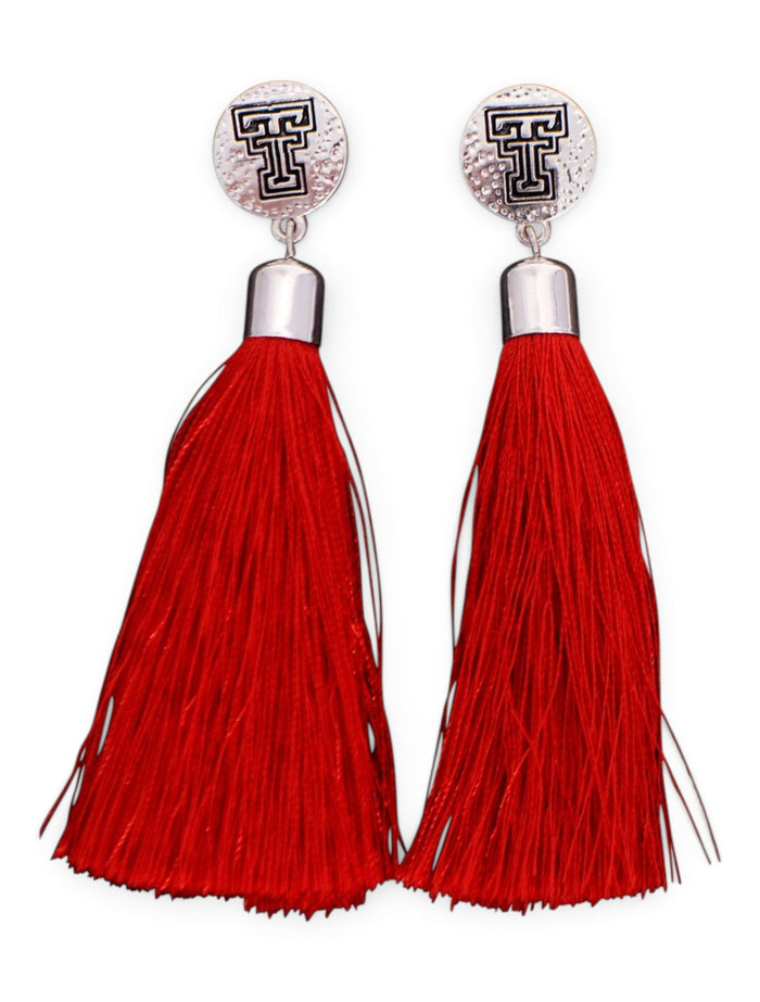 Emerson Street Texas Tech Red Raiders Tassle Earrings – Front view