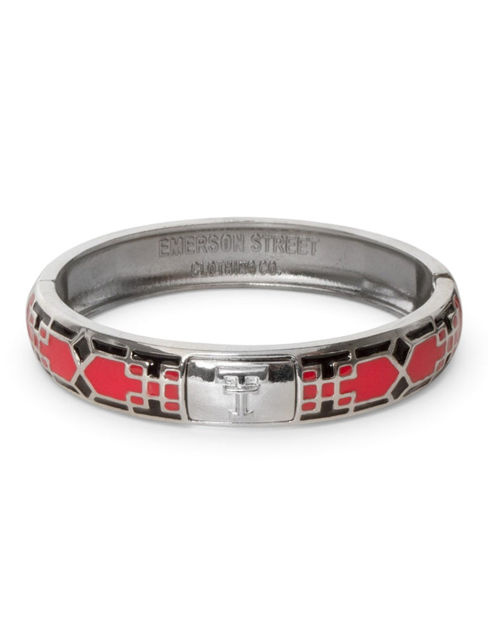 Emerson Texas Tech Mosaic Silver Hinged Bracelet – Front view