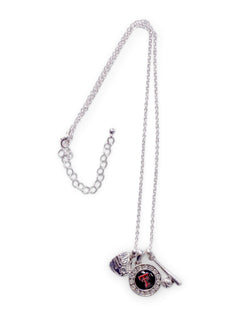 FTH Texas Tech Red Raiders Texas Tech Crystal Double T Logo with Baseball Glove, Bat and Ball Charm Necklace – Front view