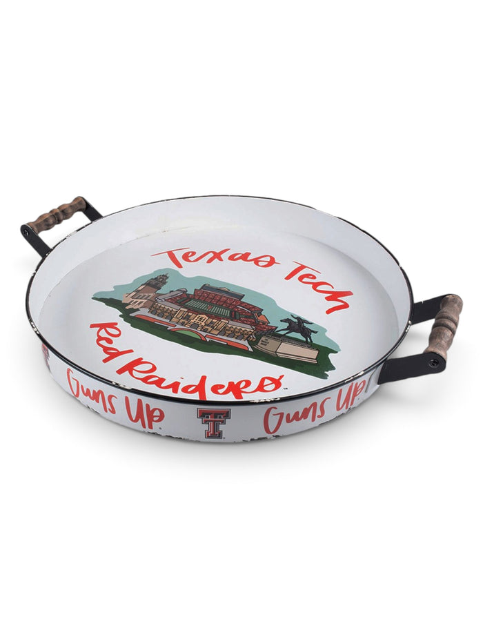 Glory Haus Texas Tech Red Raiders Double T "Stadium Landmark" Enamel Tray – Front view