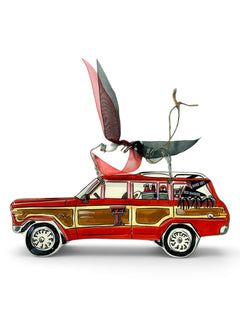 Glory Haus Texas Tech Red Raiders Double T Station Wagon Ornament – Front view