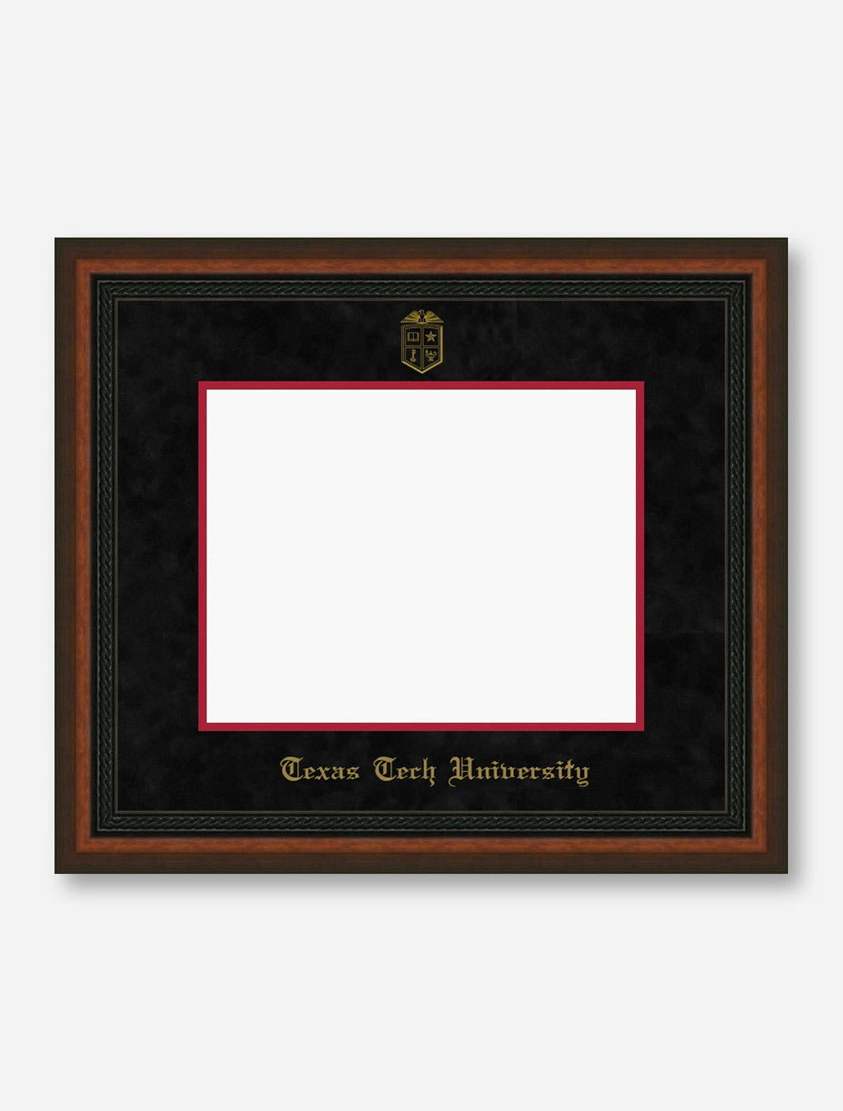 Gold Embossed Mahogany Rope Black Suede Diploma Frame T1 – Front view
