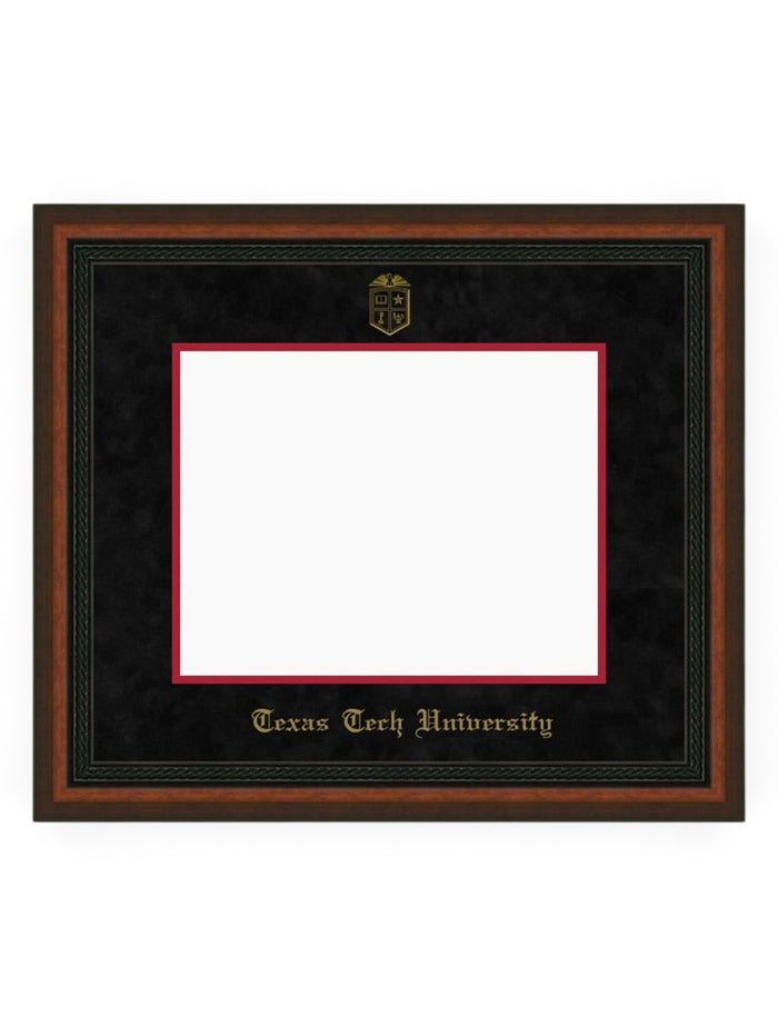 Gold Embossed Mahogany Rope Black Suede Diploma Frame T1 – Front view