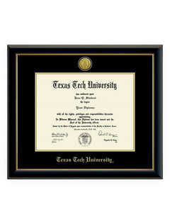 Gold Engraved Medallion Onyx Diploma Frame C8 – Front view