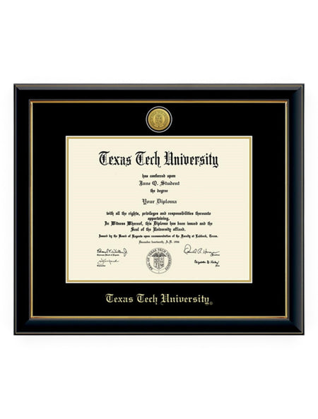 Gold Engraved Medallion Onyx Diploma Frame C8 – Front view