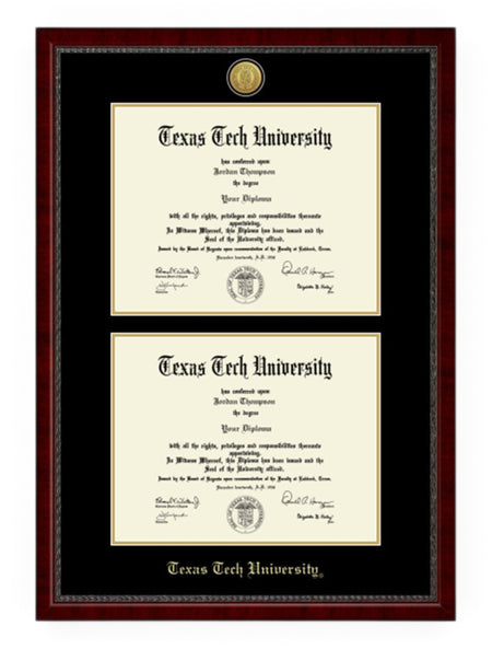 Gold Engraved Signature Double Diploma Frame C7 – Front view