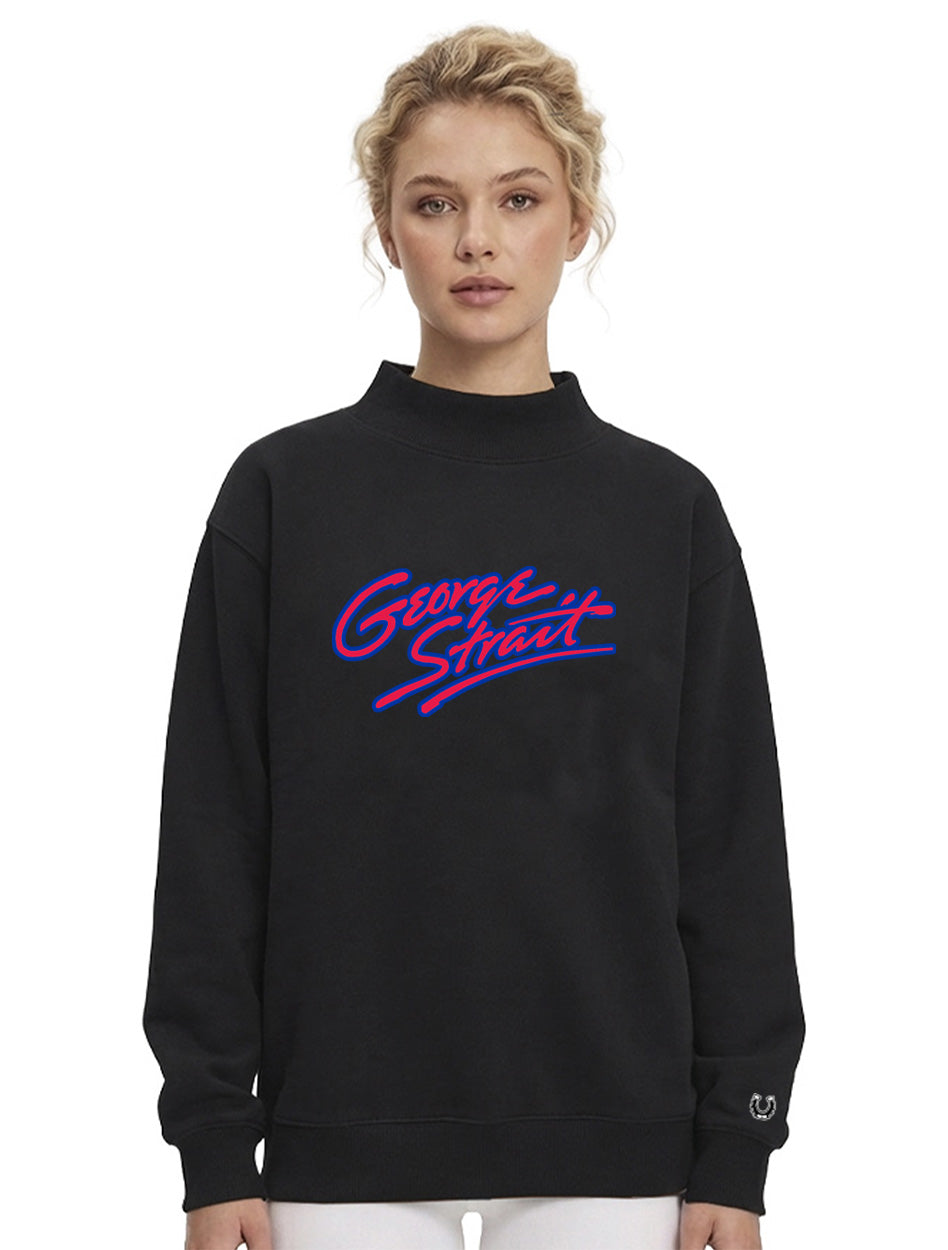 Official George Strait x Dark Horse Mock Neck Black Sweatshirt