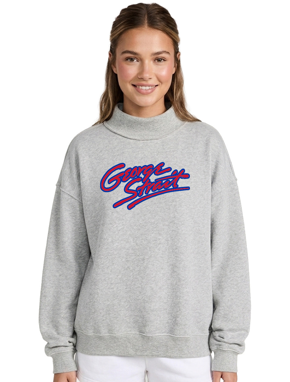 Official George Strait x Dark Horse Mock Neck Grey Sweatshirt