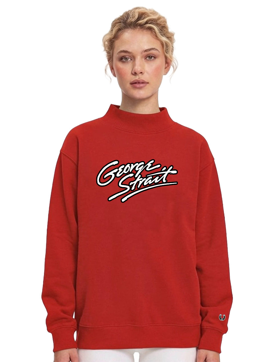 Official George Strait x Dark Horse Mock Neck Red Sweatshirt