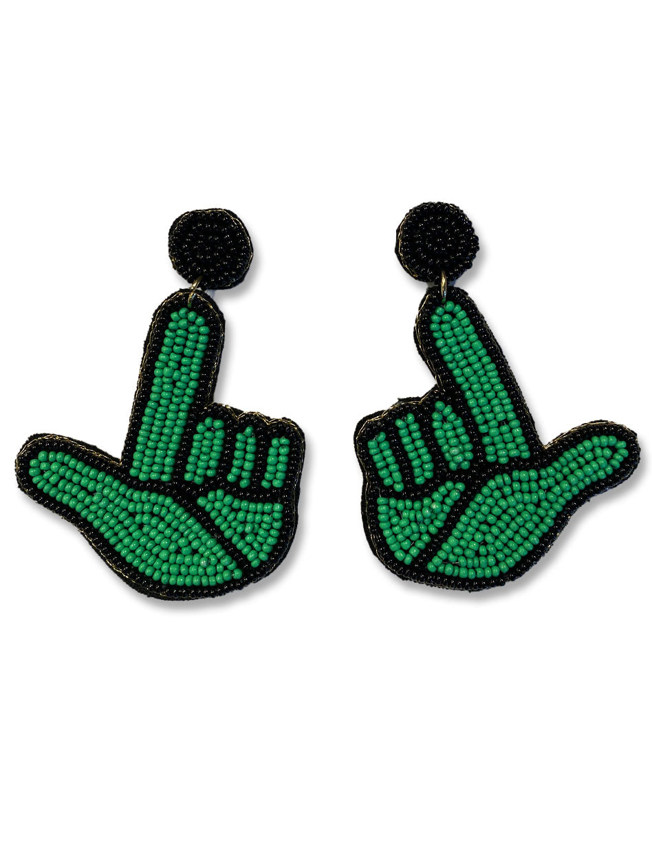Texas Tech Dark Horse "Cactus Guns Up" Beaded Earrings