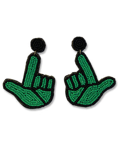 Texas Tech Dark Horse "Cactus Guns Up" Beaded Earrings