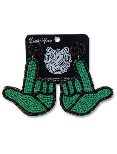 Texas Tech Dark Horse "Cactus Guns Up" Beaded Earrings