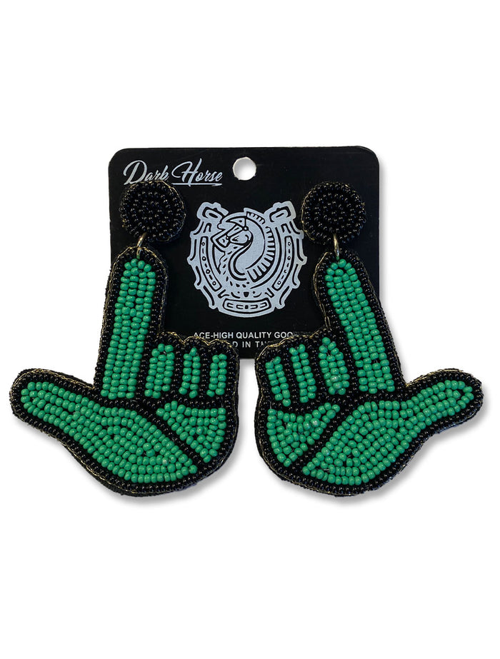 Texas Tech Dark Horse "Cactus Guns Up" Beaded Earrings