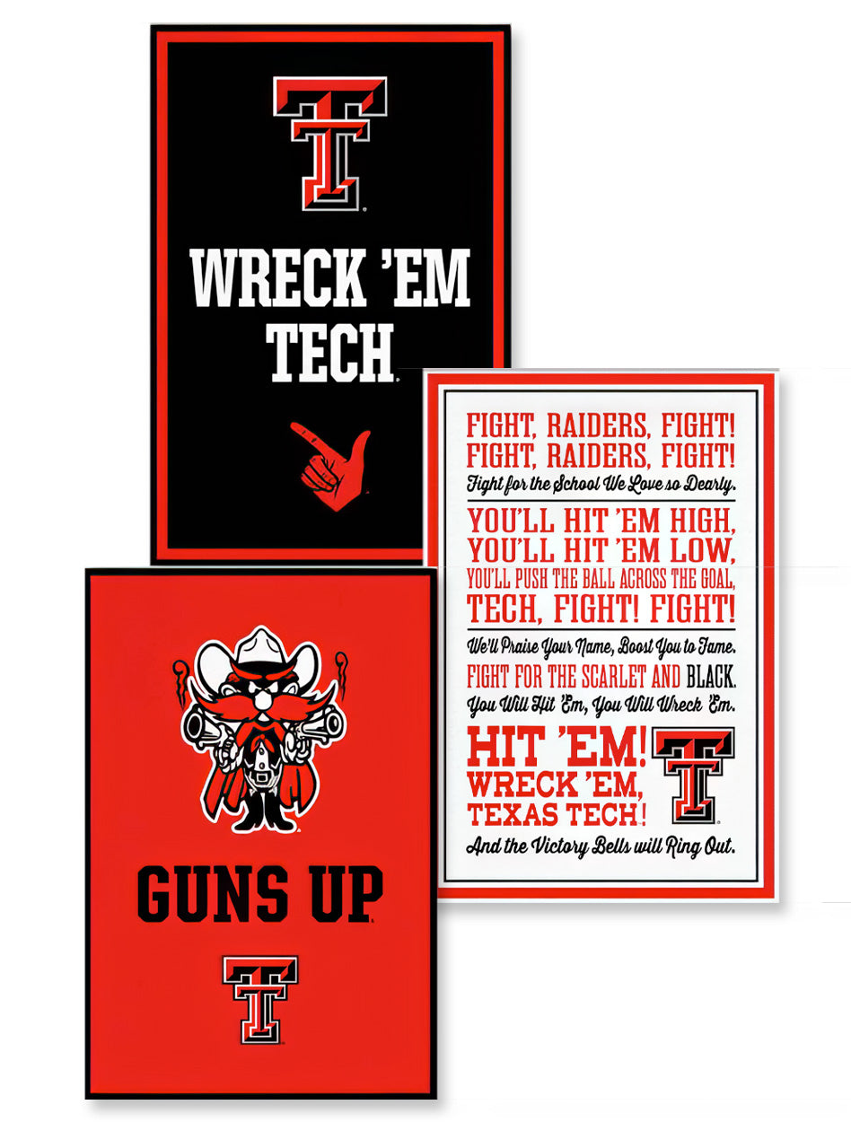 Texas Tech 3 Pack 23"x34.5" Adhesive Canvas Art