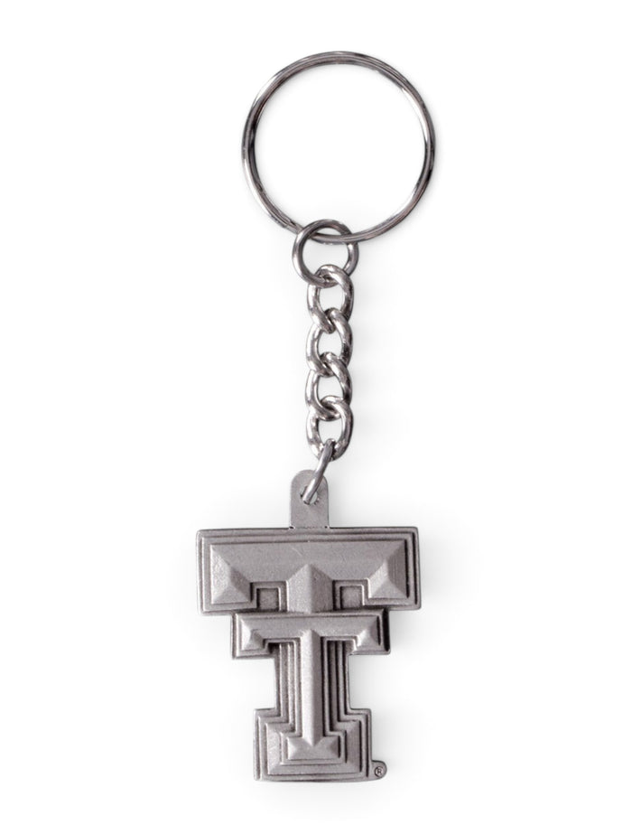Heritage Pewter Texas Tech Double T Keychain – Front view