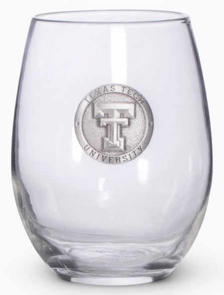 Heritage Pewter Texas Tech Stemless Wine Glass – Front view