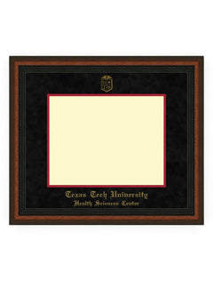 HSC Gold Embossed Mahogany Rope Black Suede Diploma Frame T7 – Front view