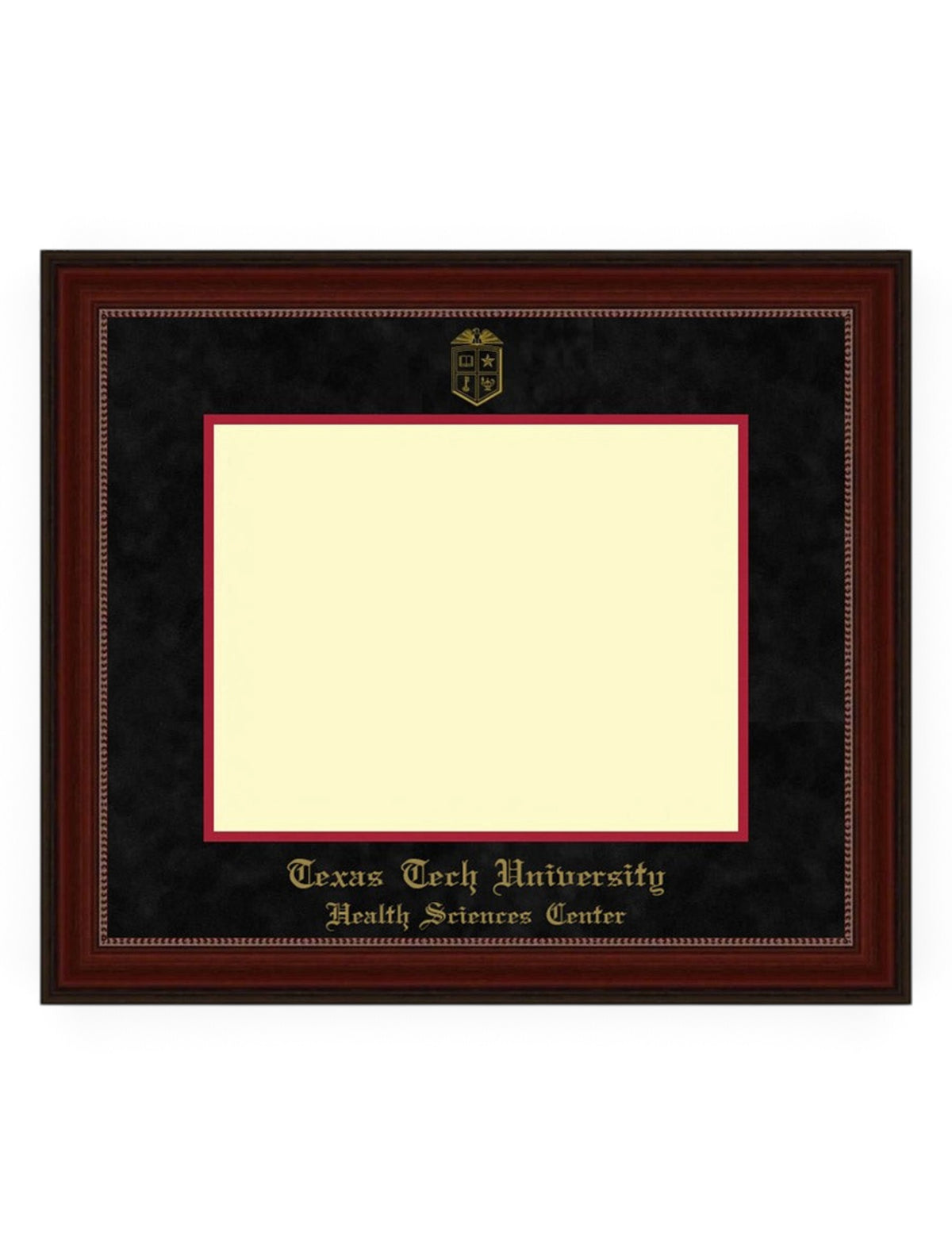 HSC PhD Gold Embossed Cherry Bead Black Suede Diploma Frame T14 – Front view