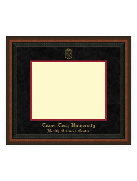 HSC PhD Gold Embossed Mahogany Rope Black Suede Diploma Frame T12 – Front view