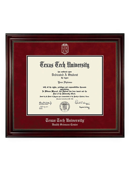 HSC PhD Silver Embossed Cherry Bead Red Suede Diploma Frame T13 – Front view