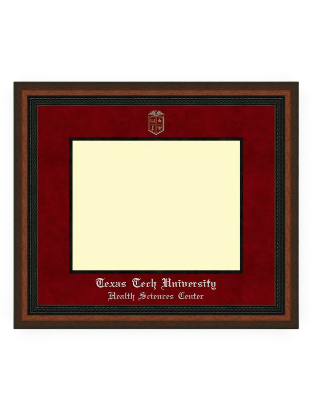 HSC PhD Silver Embossed Mahogany Rope Red Suede Diploma Frame T11 – Front view