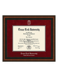HSC Silver Embossed Mahogany Rope Red Suede Diploma Frame T8 – Front view