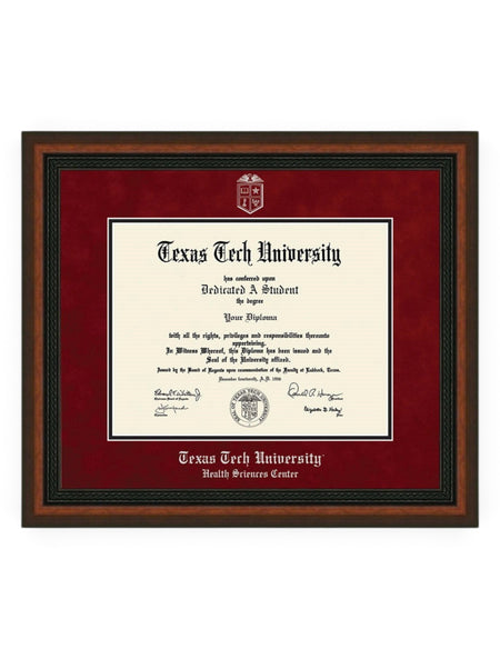 HSC Silver Embossed Mahogany Rope Red Suede Diploma Frame T8 – Front view