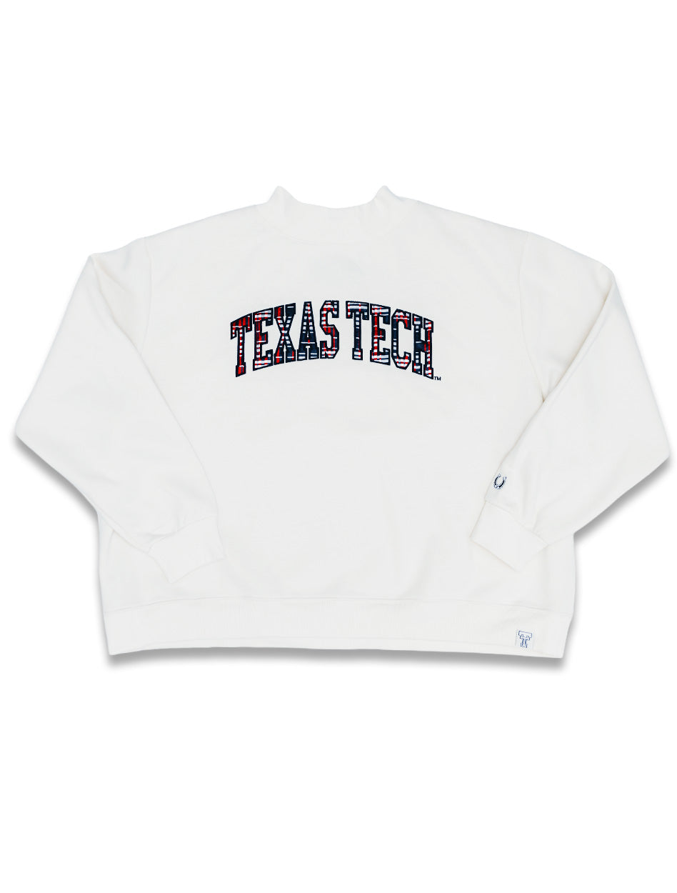 Texas Tech Dark Horse "Plaid Varsity Arch" Mock Neck Sweatshirt