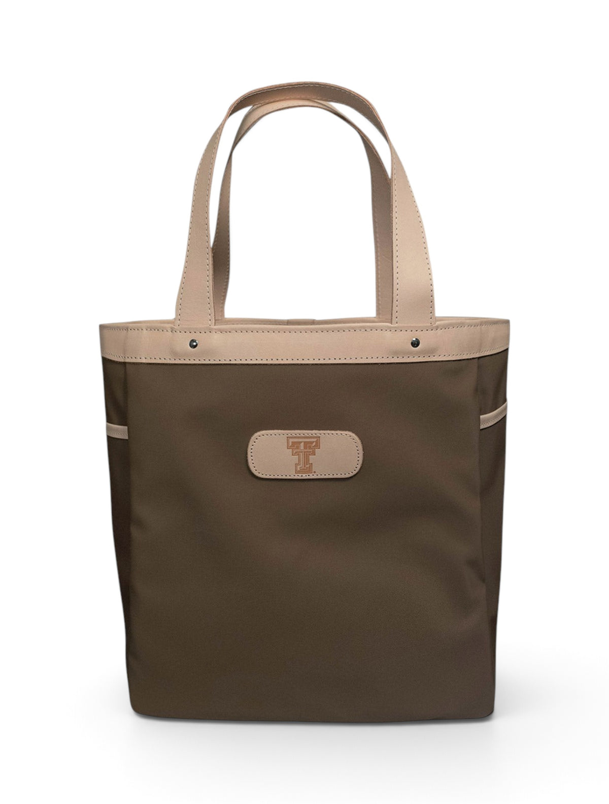 Jon Hart Texas Tech Red Raiders Design Left Bank Tote – Khaki front view