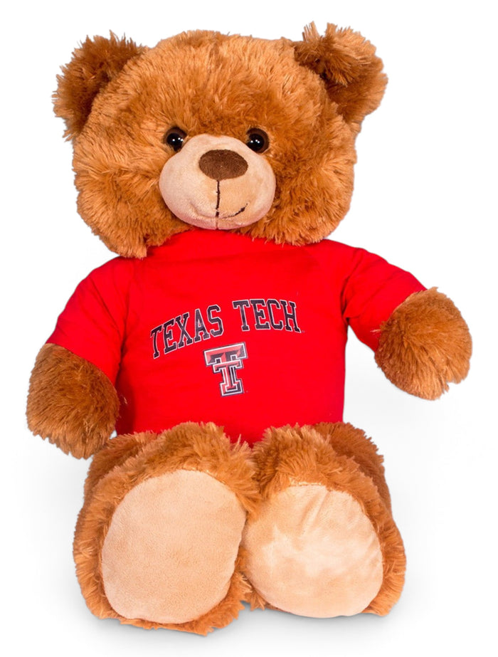 Large Brown Bear with Red Texas Tech T-Shirt – Front view