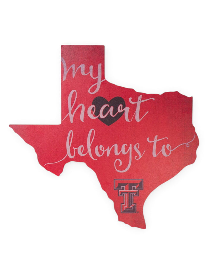 Large "My Heart Belongs to Texas Tech" Wood Sign – Front view