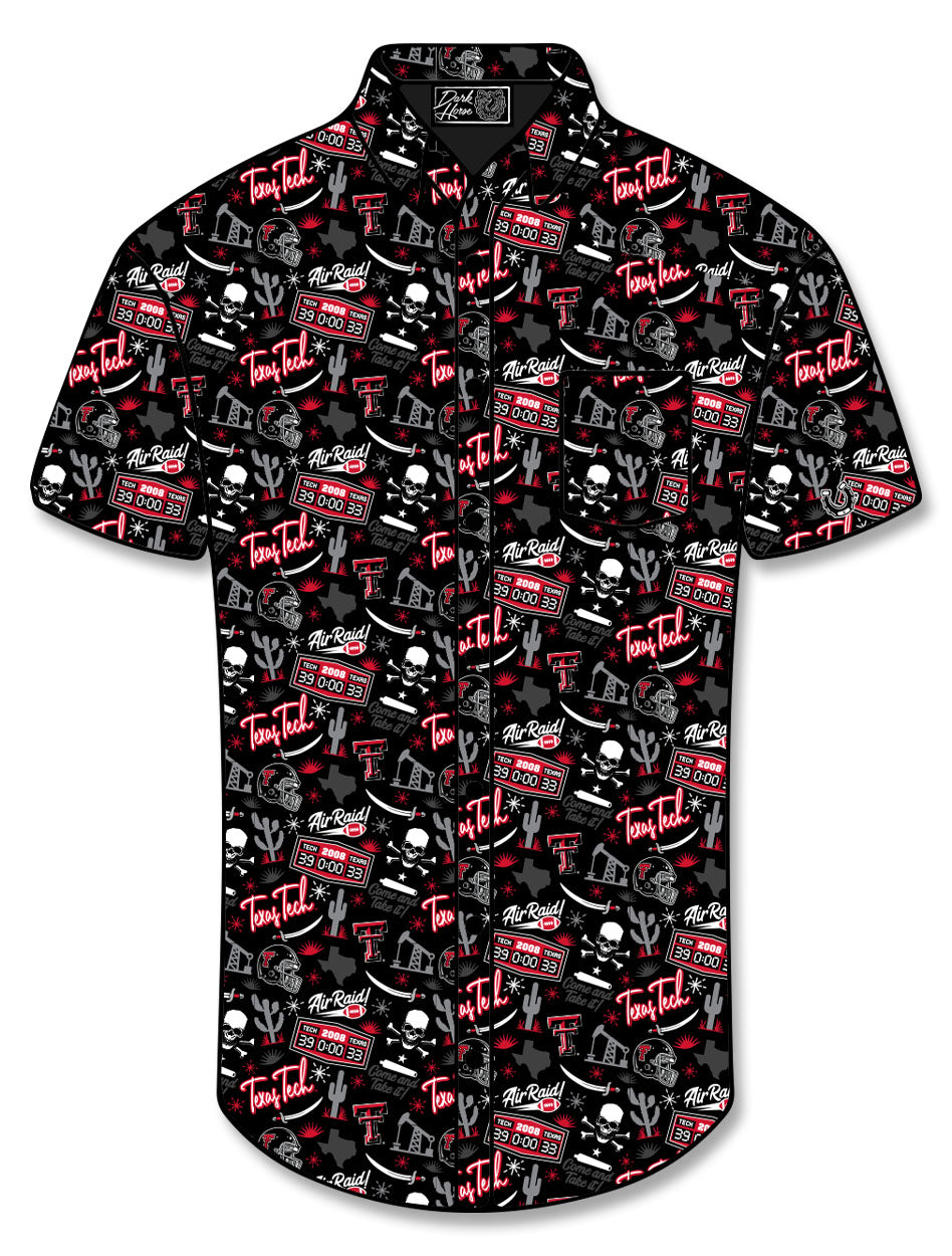 Texas Tech Dark Horse "Leach Era" Black Button Down Camp Shirt