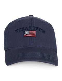 Legacy Texas Tech Red Raiders Arch over American Flag Adjustable Cap – Slate blue back view