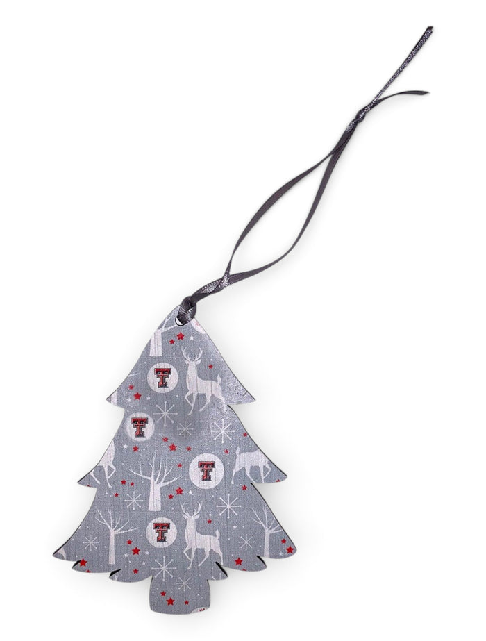 Legacy Texas Tech Red Raiders Double T "Reindeer Scarlet" Wooden Ornament – Front view