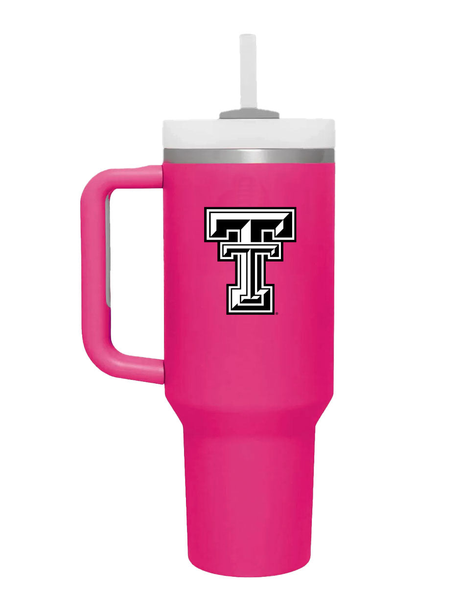 Texas Tech "Let's Go Party" 2.0 40 oz Pink Tumbler with Straw