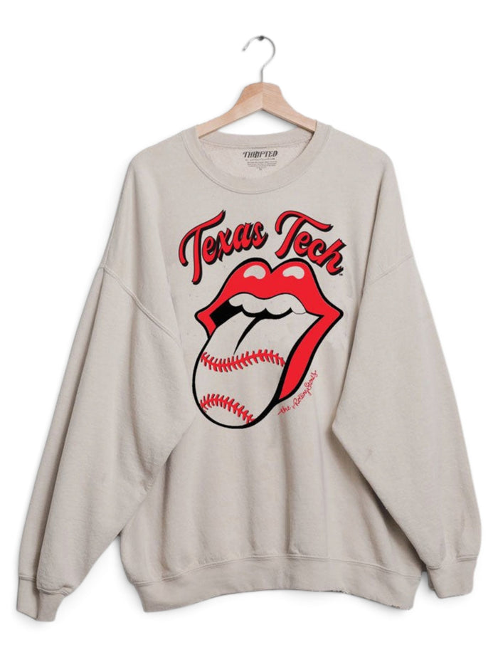 Livy Lu Texas Tech "Baseball Lick" Thrifted Sweatshirt – Front view