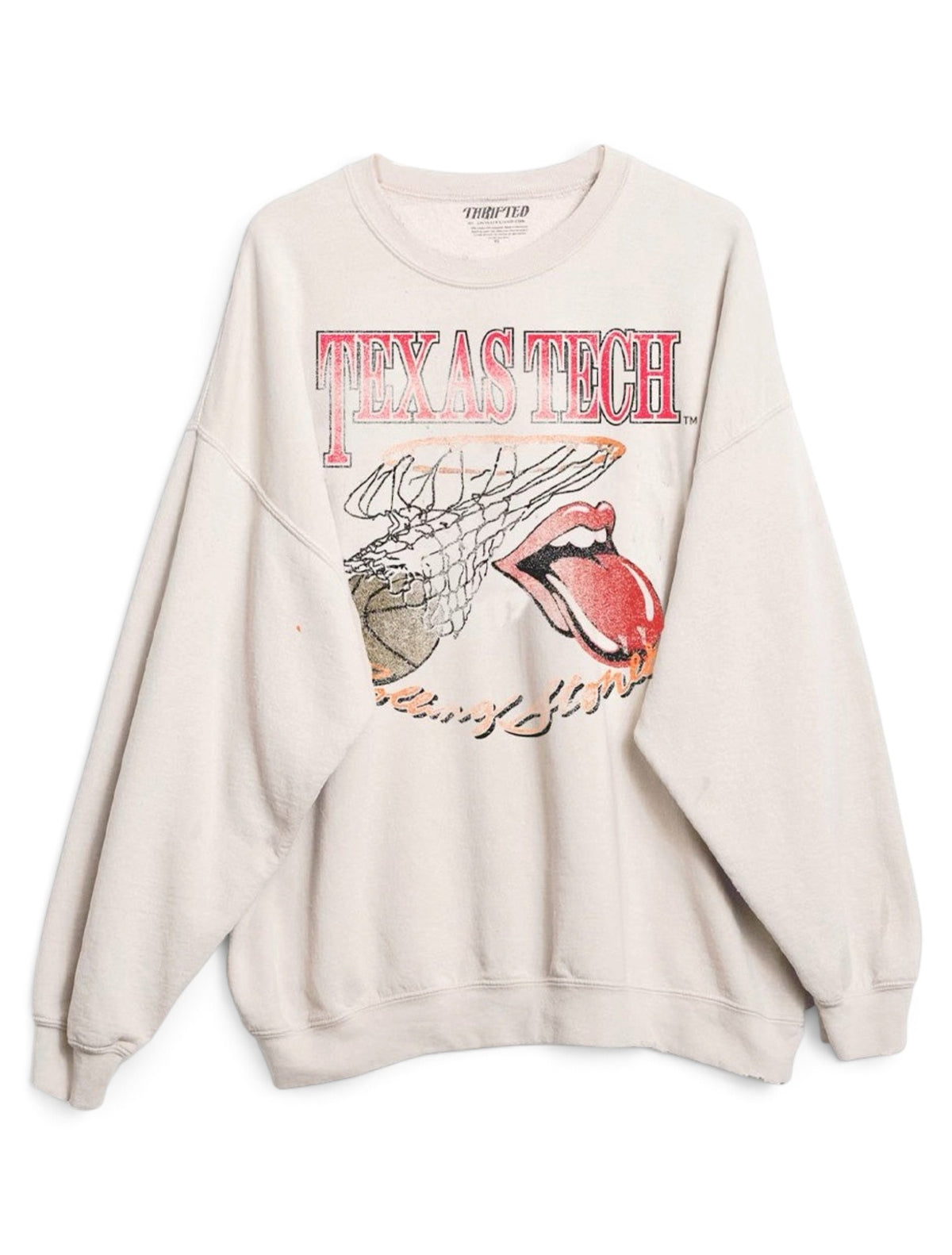 Livy Lu Texas Tech "Basketball Rolling Stones" Thrifted Sweatshirt – Front view
