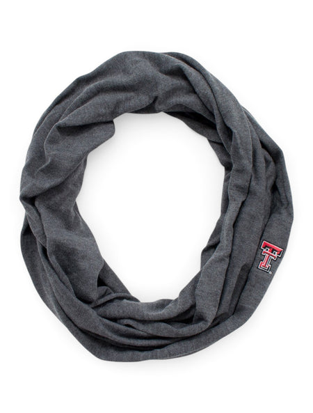 LogoFit Texas Tech Double T Charcoal Infinity Scarf – Front view