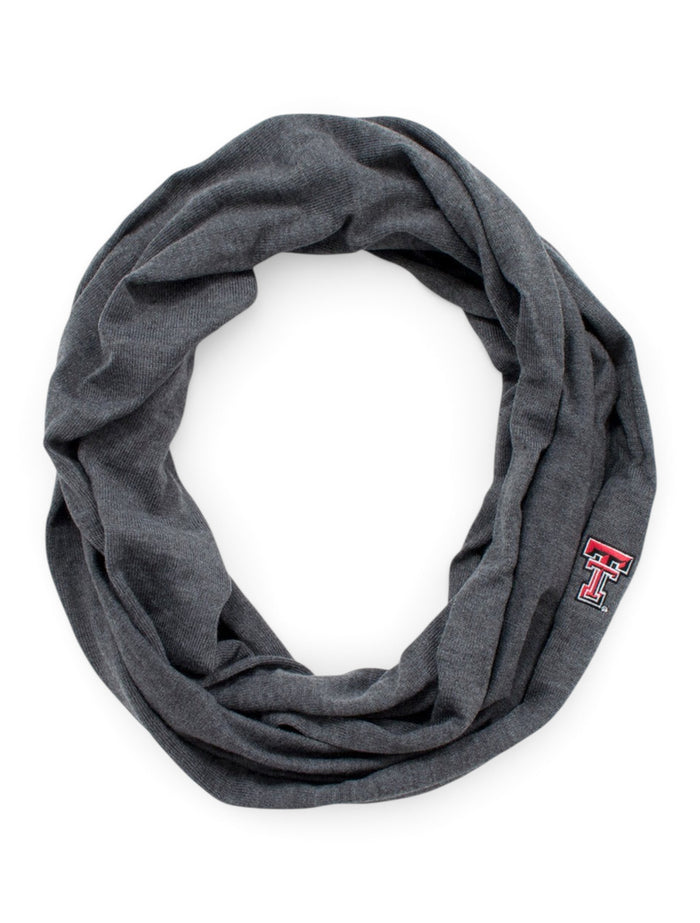 LogoFit Texas Tech Double T Charcoal Infinity Scarf – Front view