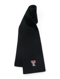 Logofit Texas Tech Double T on Black Scarf – Front view