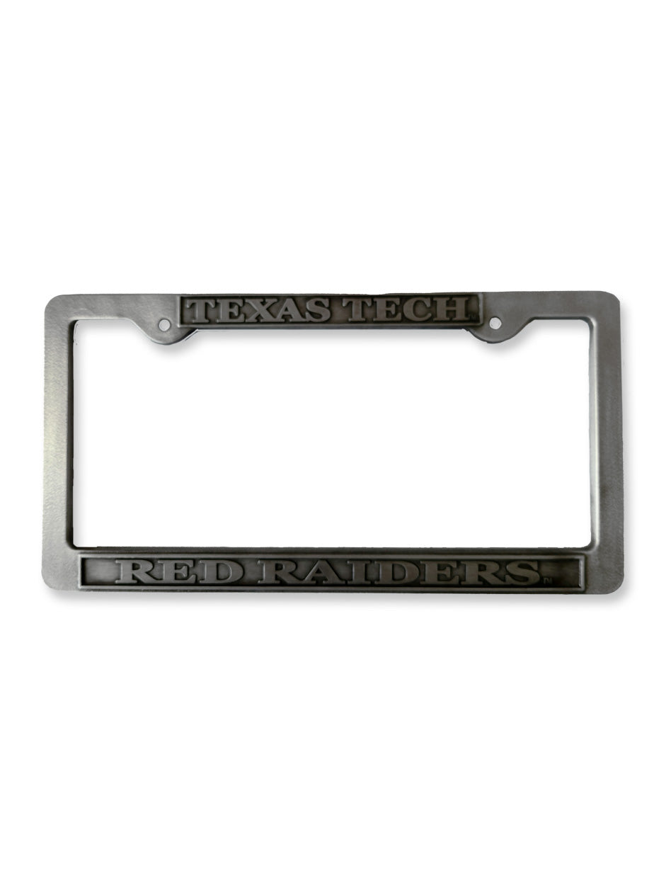 Texas Tech University Red Raiders on Black and Steel License Plate Frame