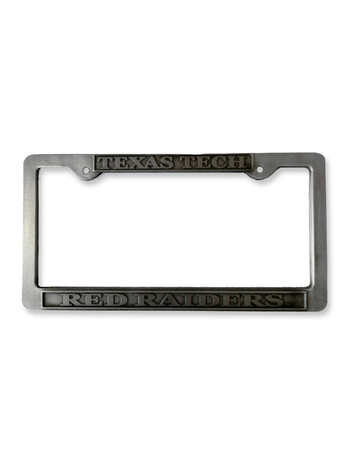 Texas Tech University Red Raiders on Black and Steel License Plate Frame