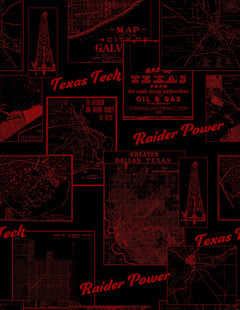 Texas Tech Dark Horse Raider Power "Monochrome Map" Premium Black Polo