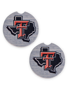 MCM Texas Tech Red Raiders Pride Logo Two Pack Ceramic Car Coasters – Front view