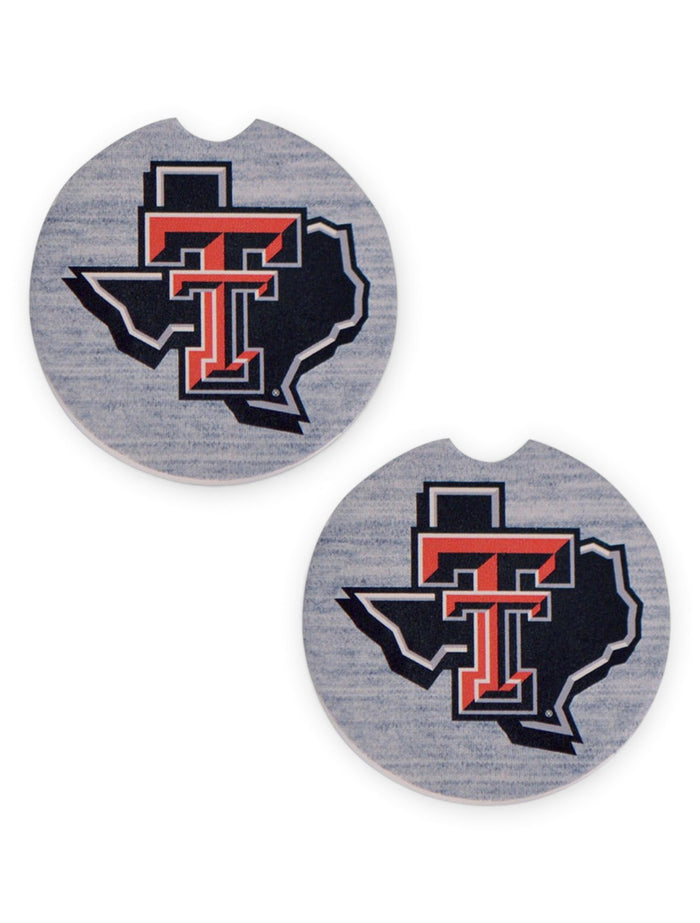 MCM Texas Tech Red Raiders Pride Logo Two Pack Ceramic Car Coasters – Front view